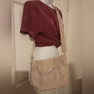 Adidas Beige Corduroy Mini Tote Bag